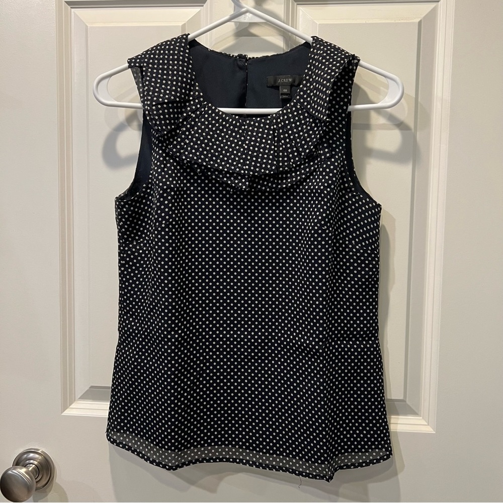 Jcrew Silk Polka Dot keyhole back tank